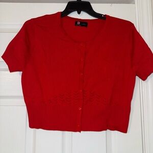 Bright Red Button-Up Cardigan